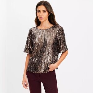 LOFT sequin top size medium in rich bronze; brand new with tags (NWT)